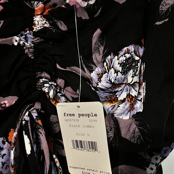 NWT Free People Ruffled Happy Heart Ruched Floral Feminine Mini Dress Size Large - Picture 3 of 6